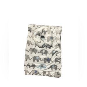 2pc Soft Plush Baby Blanket Reversible Sherpa 30" x 40" Elephant Pillow